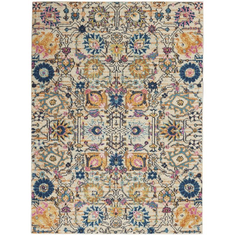 Passion Ivory Floral Synthetic 3'9" x 5'9" Area Rug