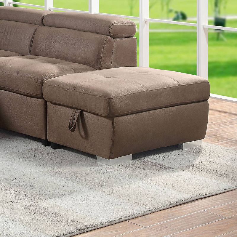 Brown Tufted Upholstered Storage Ottoman