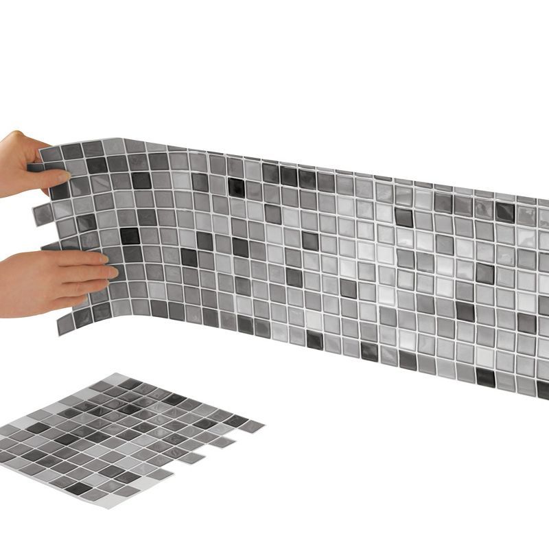 Gray and Black 10'' Peel and Stick Mosaic Tile