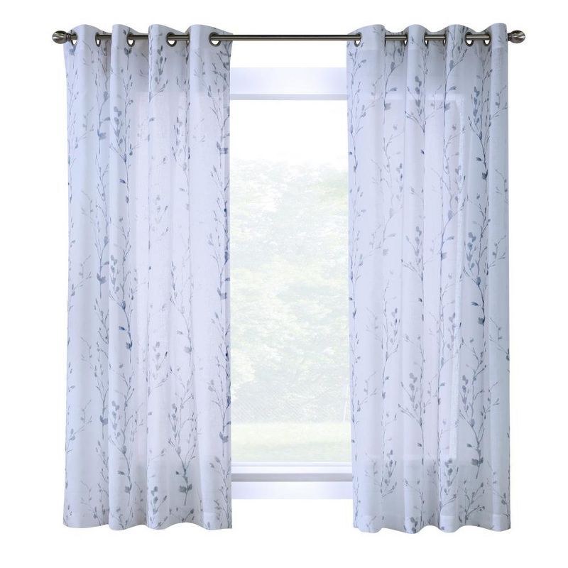 White Faux Linen Light-Filtering Grommet Curtain Panel, 52 x 95in