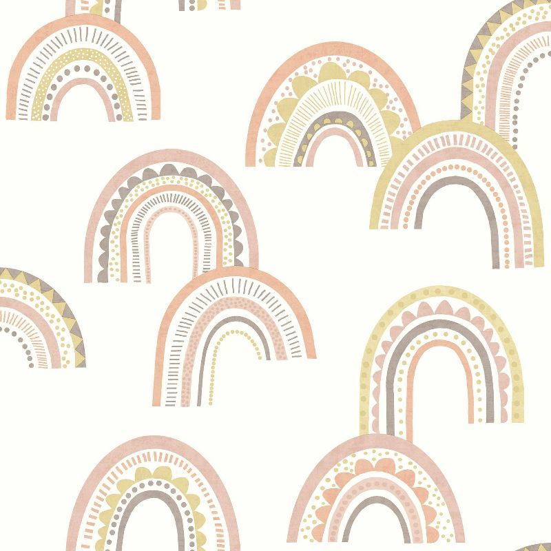 Boho Rainbow Blush and Orange Non-Pasted Kids' Wallpaper