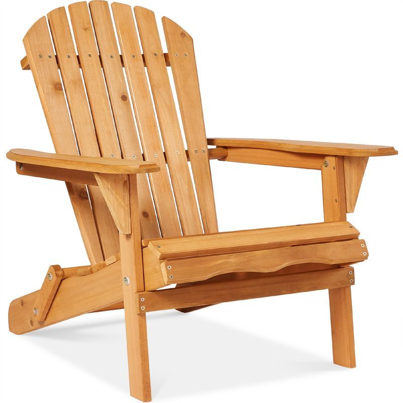 Natural Hemlock Wood Folding Adirondack Lounge Chair