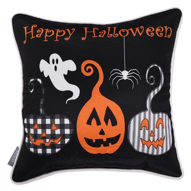 16.25"x14.25" Black and Orange Halloween Throw Pillow