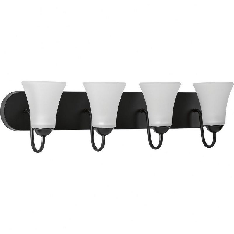 Classic Black 4-Light Bath Vanity with Etched Glass Shades