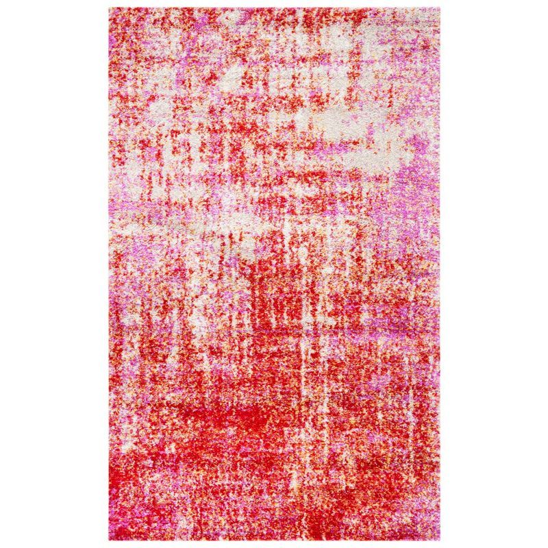 Reversible Red and Gold Synthetic 4' x 6' Area Rug