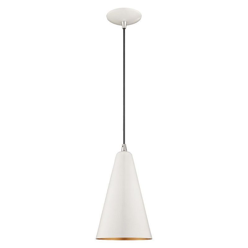 Shiny White and Gold Mini Pendant Light with Metal Shade