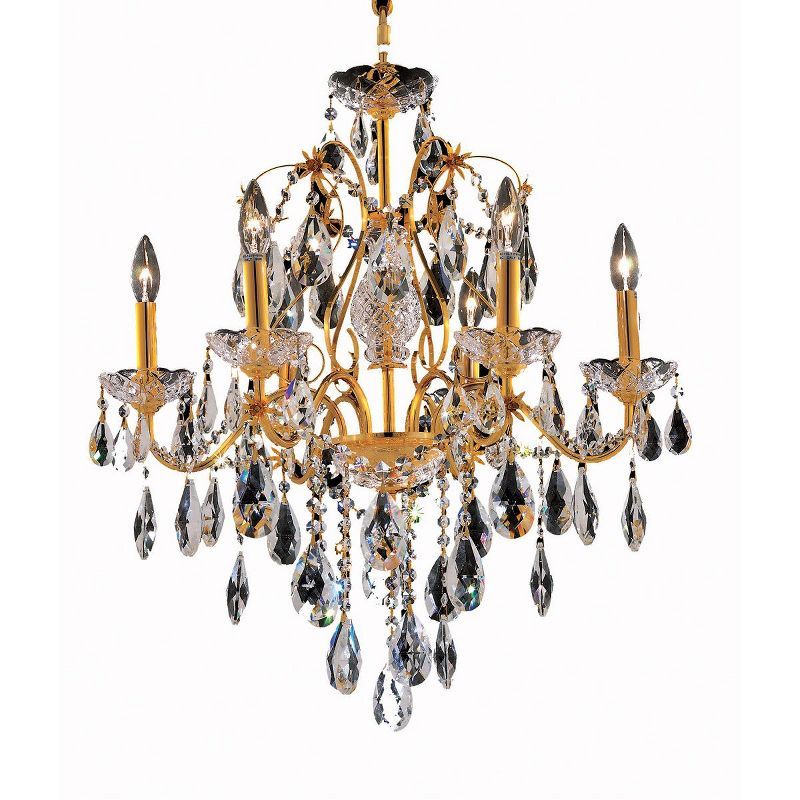 Regal Gold 6-Light Chandelier with Clear Royal Cut Crystal