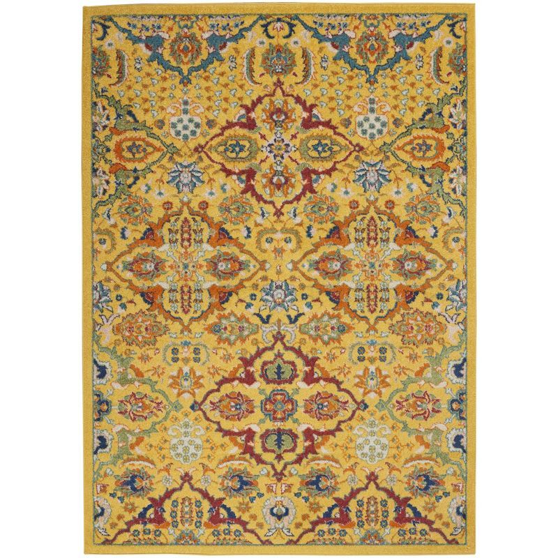 Sunny Floral Bliss 5'3" x 7'3" Yellow Multicolor Synthetic Area Rug