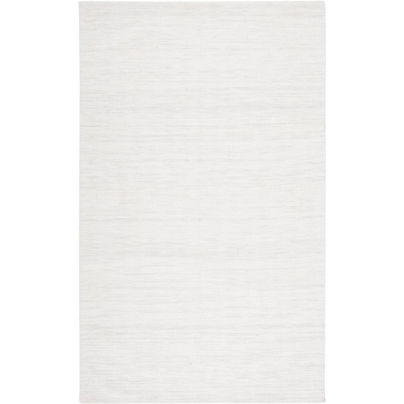 Ivory and Silver Handwoven Wool Viscose 4' x 6' Area Rug