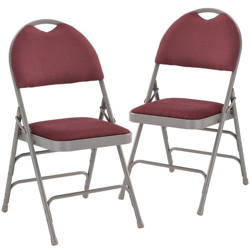 Burgundy Ultra-Premium Padded Metal Folding Chair with Handle