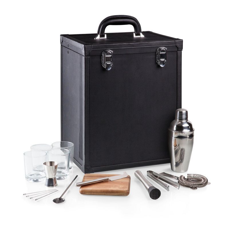 Hamilton Black Portable Cocktail Bar Set with Accessories