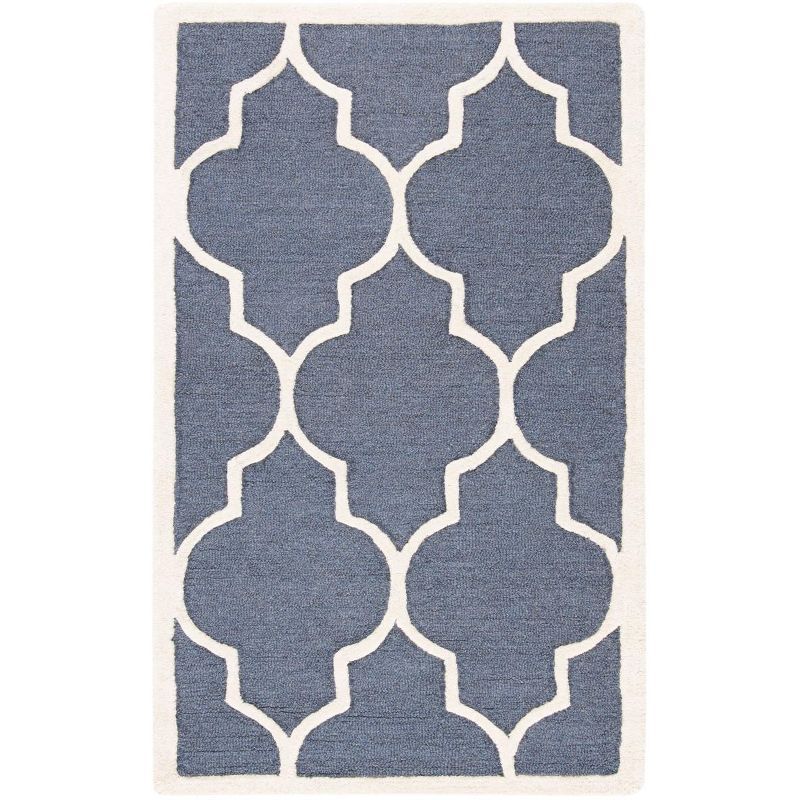 Dark Grey and Ivory Hand-Tufted Wool Area Rug, 3' x 5'