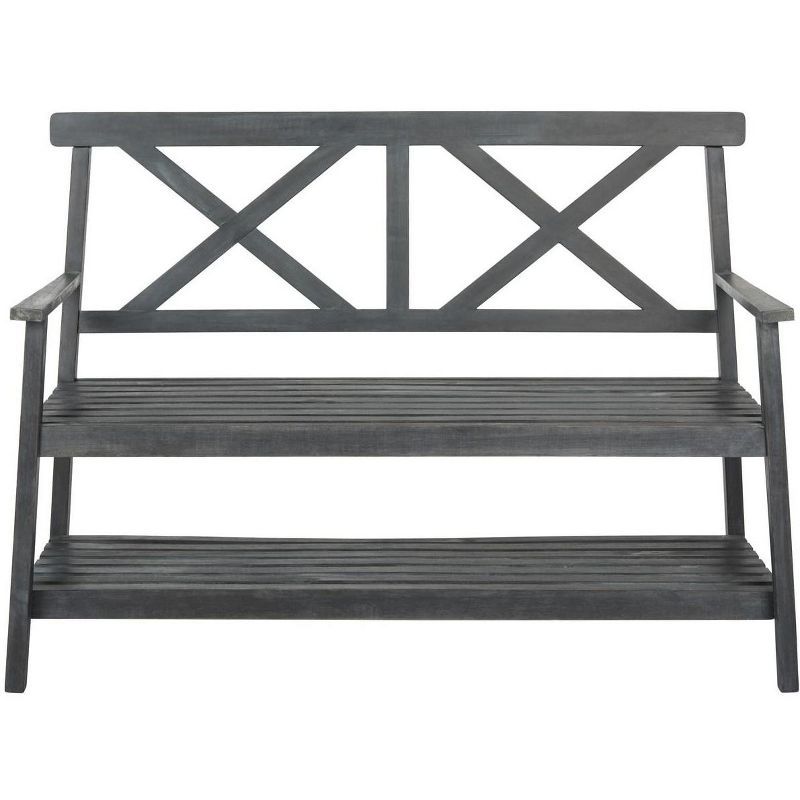 Mayer Classic Black Acacia Wood 49'' Outdoor Bench with Storage