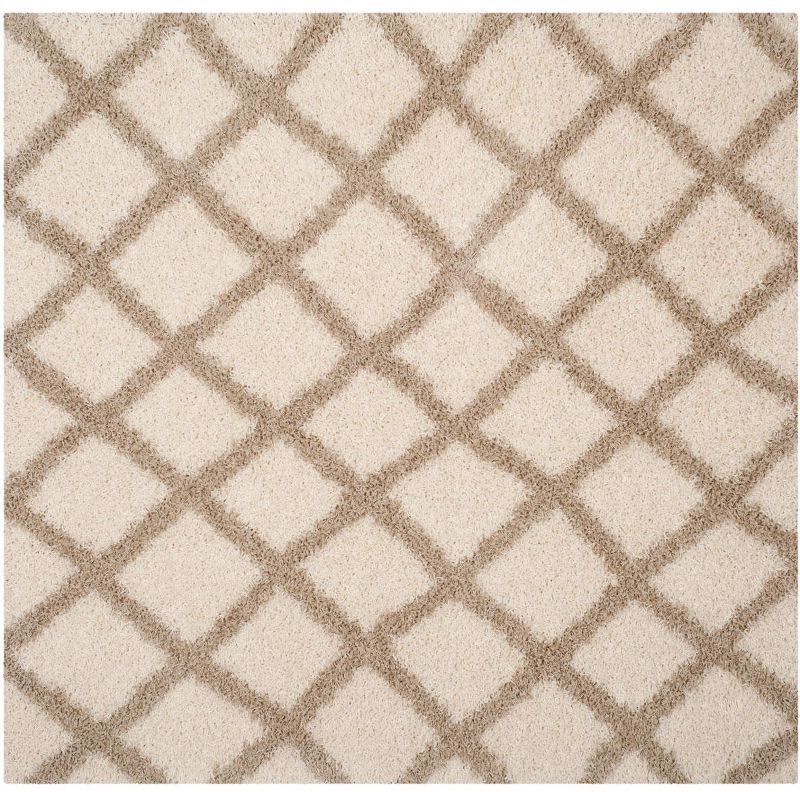 Sumptuous Ivory Shag 8' Square Synthetic Easy-Care Rug