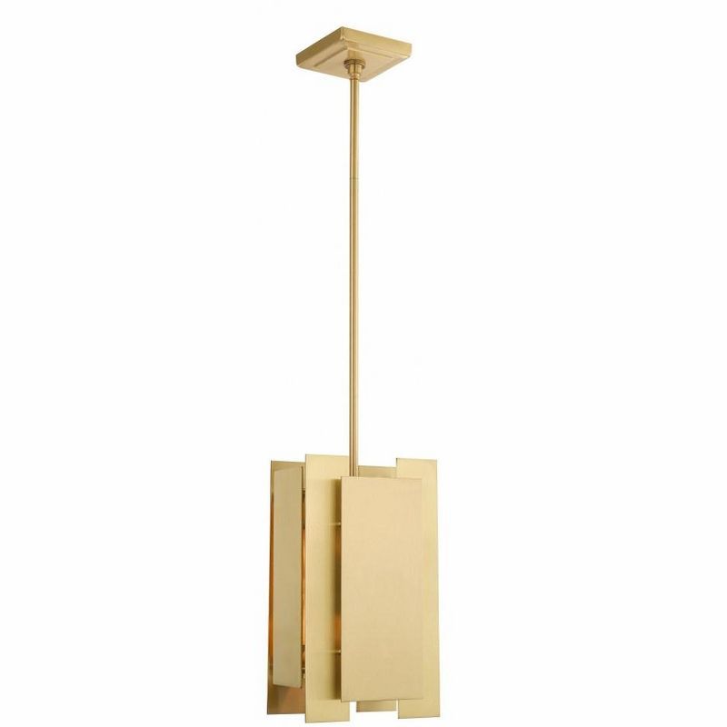 Contemporary Satin Brass Mini Pendant Light for Indoor/Outdoor