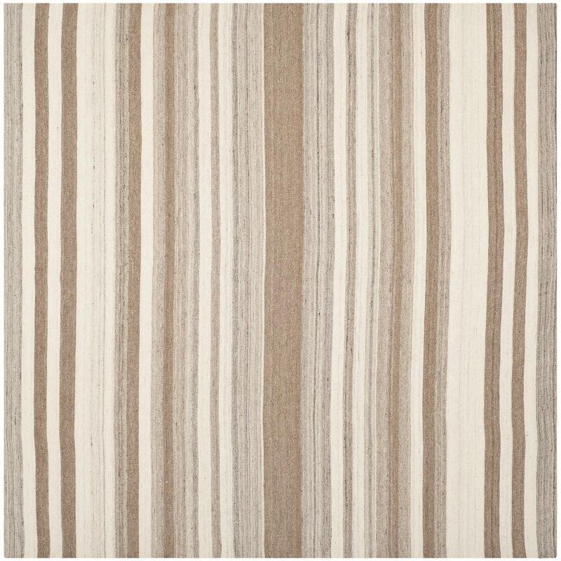 Dhurries 7' x 7' Natural Camel Wool Geometric Handmade Rug