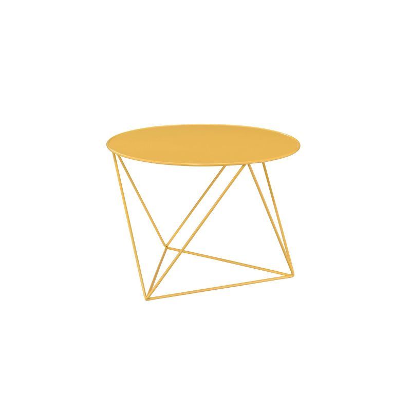 27" Yellow Metal Geometric Round Accent Table