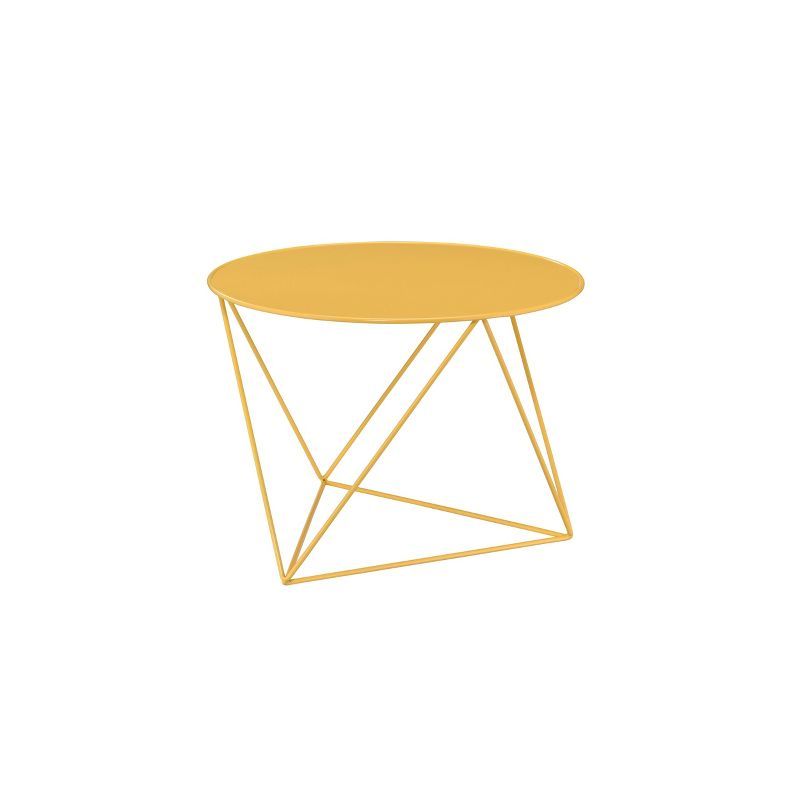 27" Yellow Metal Geometric Round Accent Table