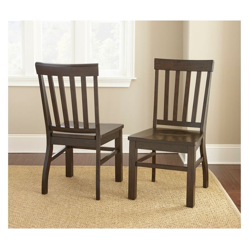 Set of 2 Dark Oak High Slat Back Side Chairs