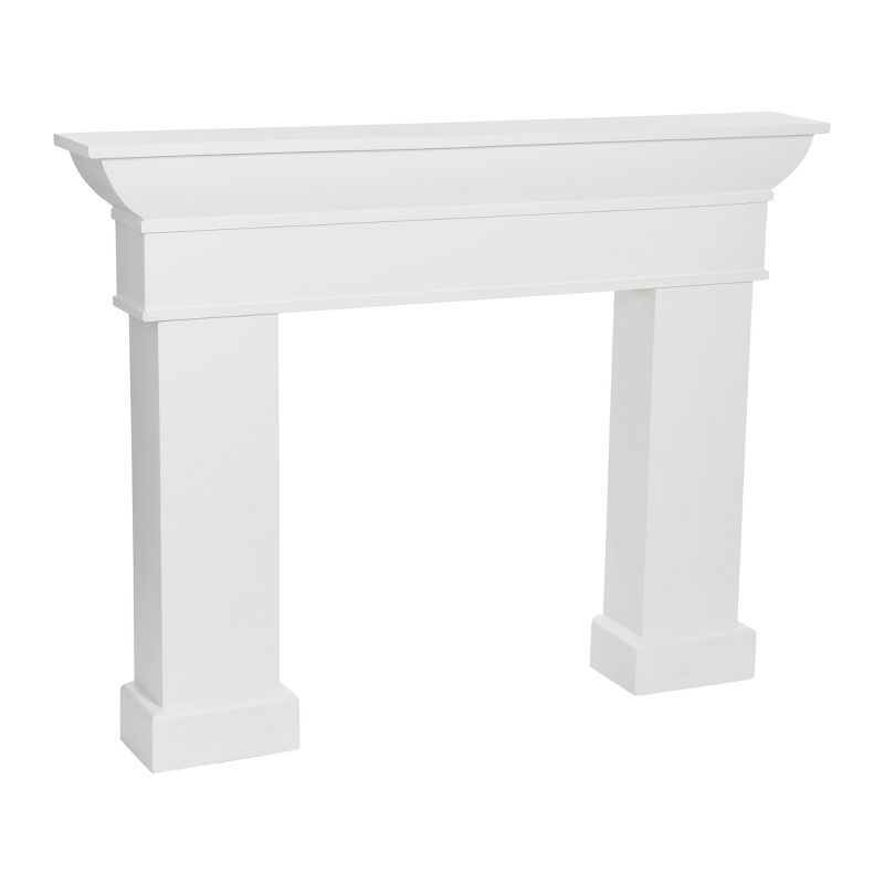 Elegant White Fir Wood and MDF Wall Mount Fireplace Mantel