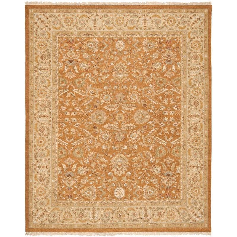 Sumak Copper and Beige 6' x 9' Wool Flat Woven Area Rug