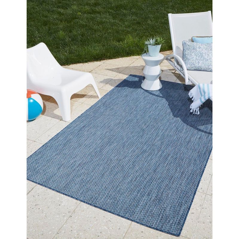 Navy Blue Flat Woven Outdoor Area Rug