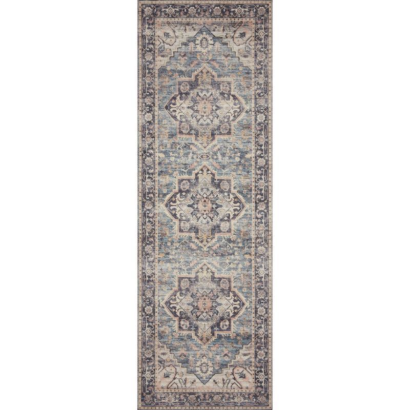 Hathaway Navy Blue Synthetic Runner Rug