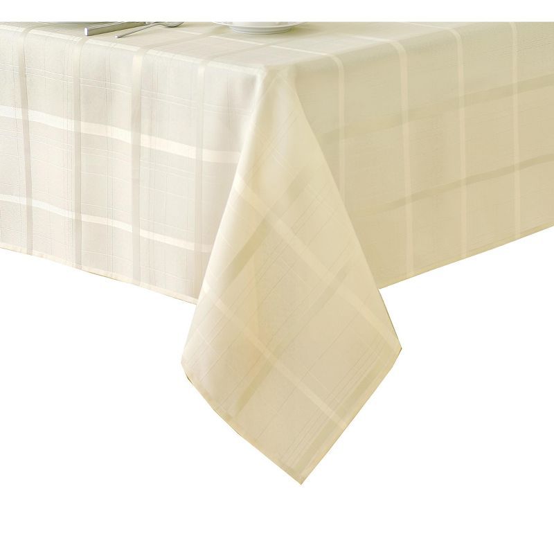 Beige Rectangular Stain-Resistant Polyester Tablecloth