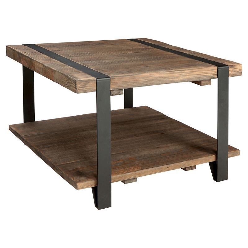 Modesto 27" Rustic Natural Wood and Metal Square Coffee Table