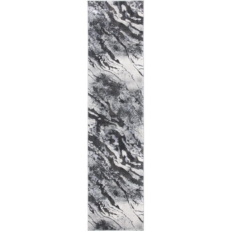 Pacific Gray Marble Design Synthetic Runner Rug