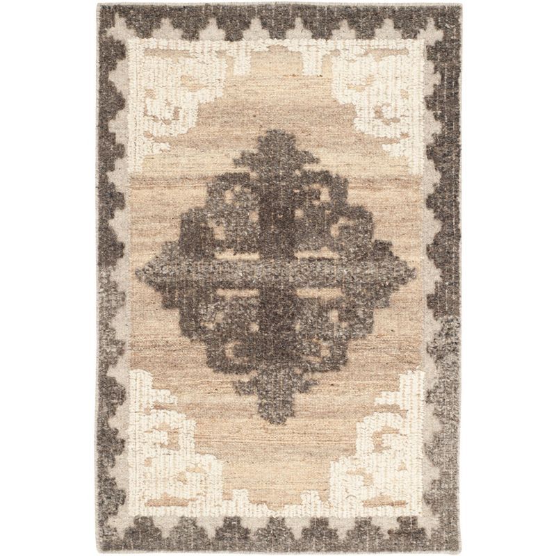 Tribal Essence Hand-Knotted Wool Accent Rug in Charcoal - 2' x 3'