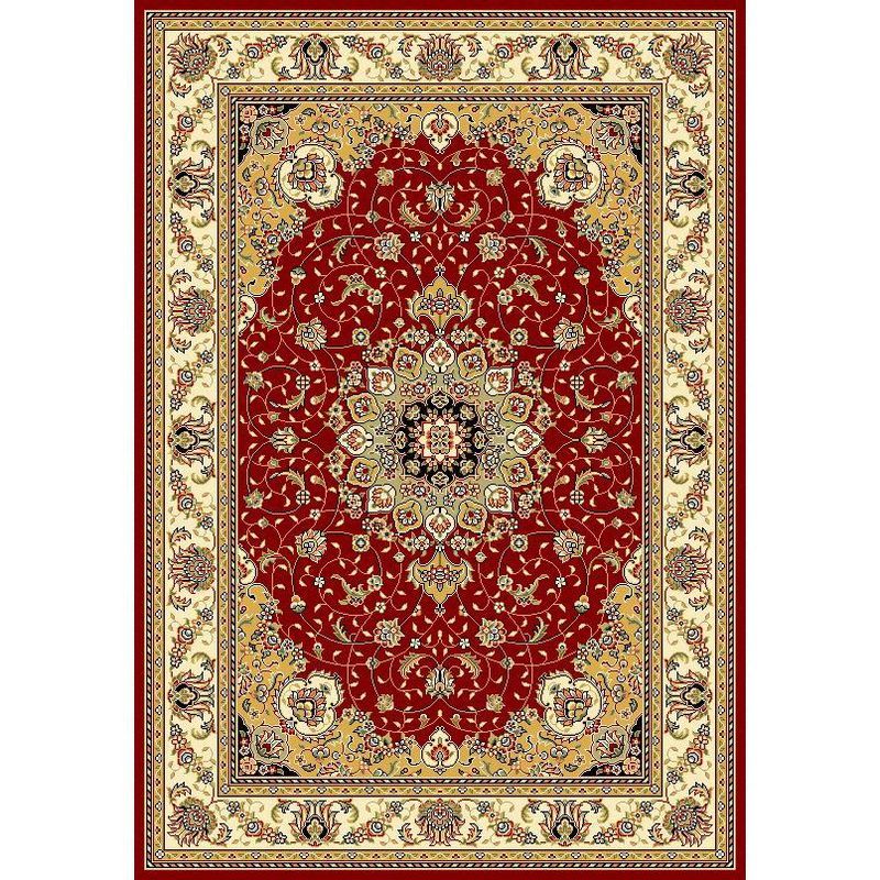 Red and Ivory Safavid Style Synthetic Area Rug, 5'3" x 7'6"