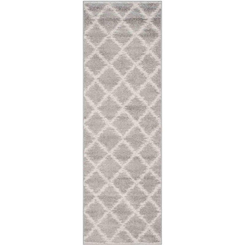 Ivory Silver 30'' Synthetic Easy-Care Hand-Knotted Runner Rug