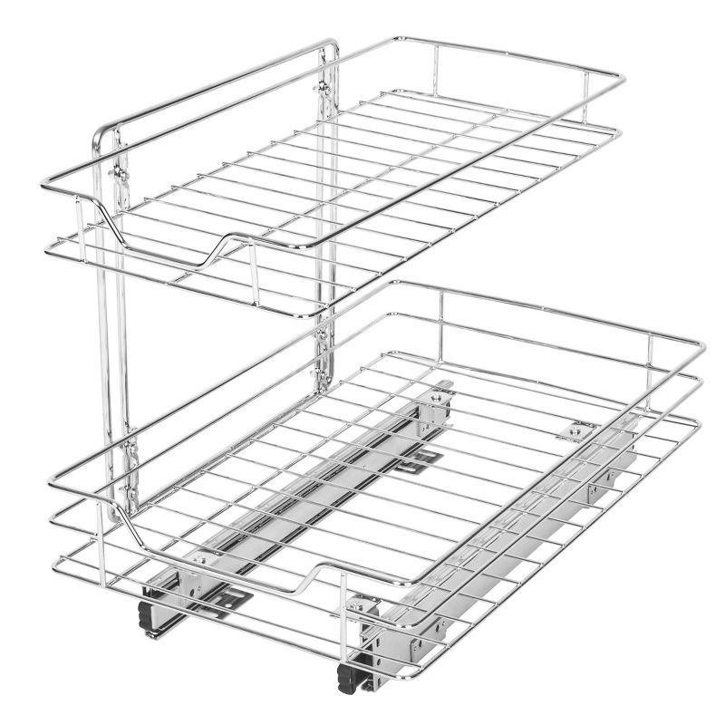 Chrome-Plated Steel 2-Tier Medium Pull-Out Cabinet Organizer