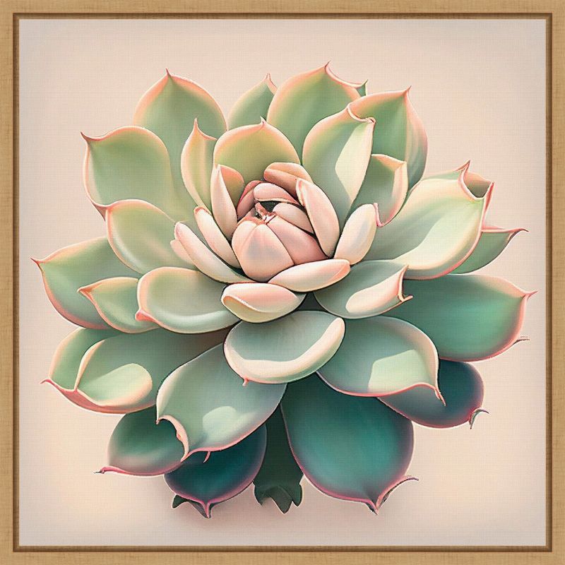 22" Sylvie Maple Framed Canvas Succulent Art Print