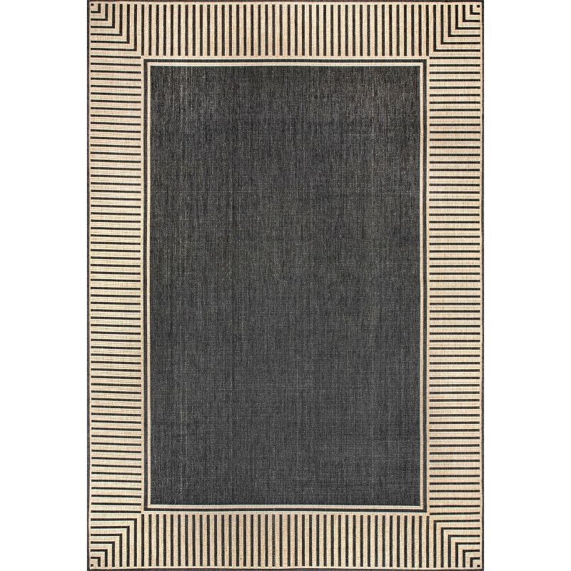 Casual Elegance Dark Gray Stripe Indoor/Outdoor 3'6" x 5' Rug