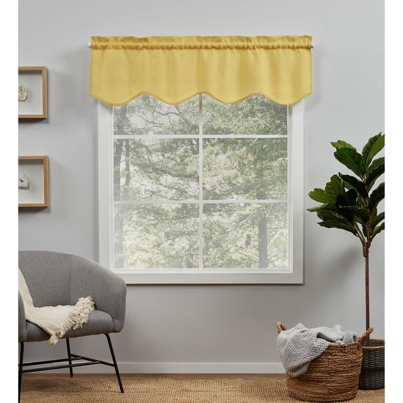 Sunbath Linen-Look Light Filtering Scalloped Valance, 54"x16"