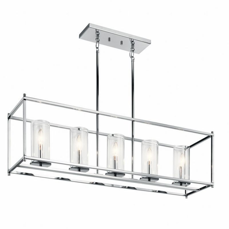 Crosby Chrome 5-Light Linear Chandelier with Clear Glass Shades