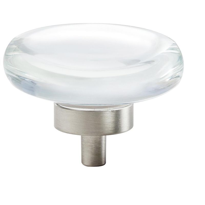 Clear and Brushed Nickel Round Cabinet Knob with Mounting Hardware