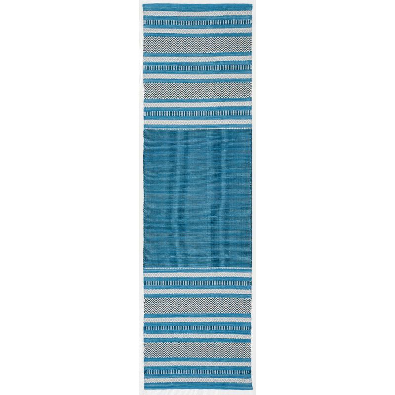 Coastal Cotton Flat Woven Handmade Blue Rug - 30"x9"