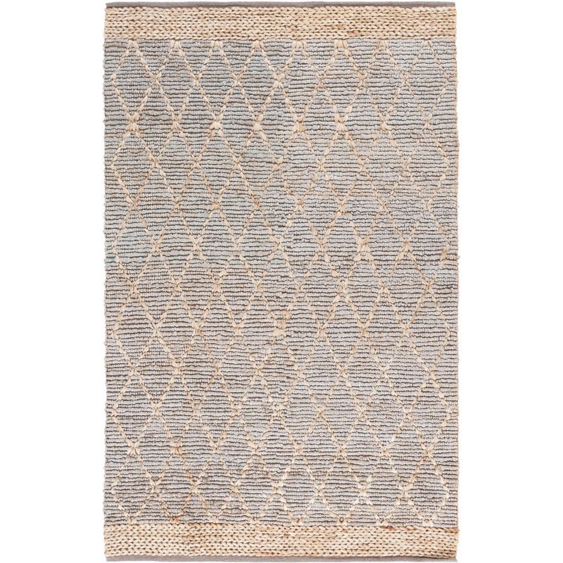 Gray Geometric Hand-Knotted Cotton 6' x 9' Area Rug