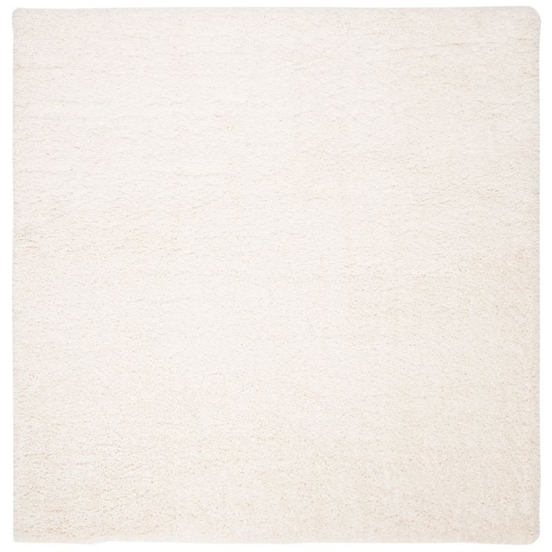 Ivory Square Shag Synthetic Easy Care Area Rug