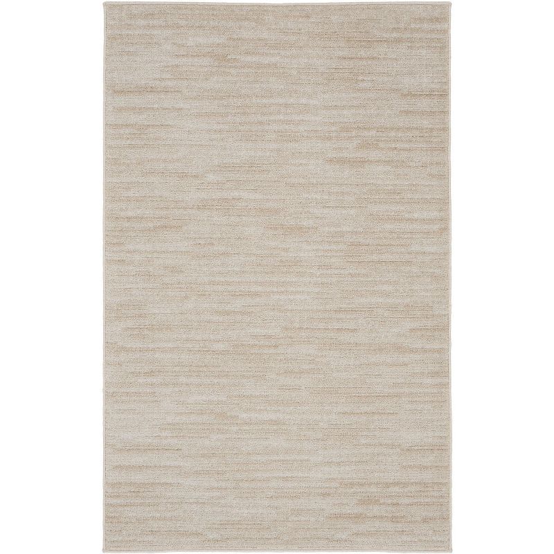 Ivory Beige Solid Synthetic 3' x 5' Easy-Care Outdoor Rug