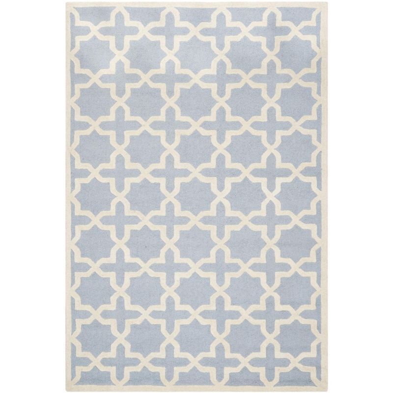 Hand-Tufted Light Blue and Ivory Wool 9' x 12' Area Rug