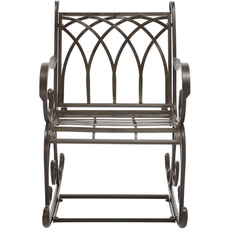 Medrano Rustic Brown Iron Frame Outdoor Rocking Chair