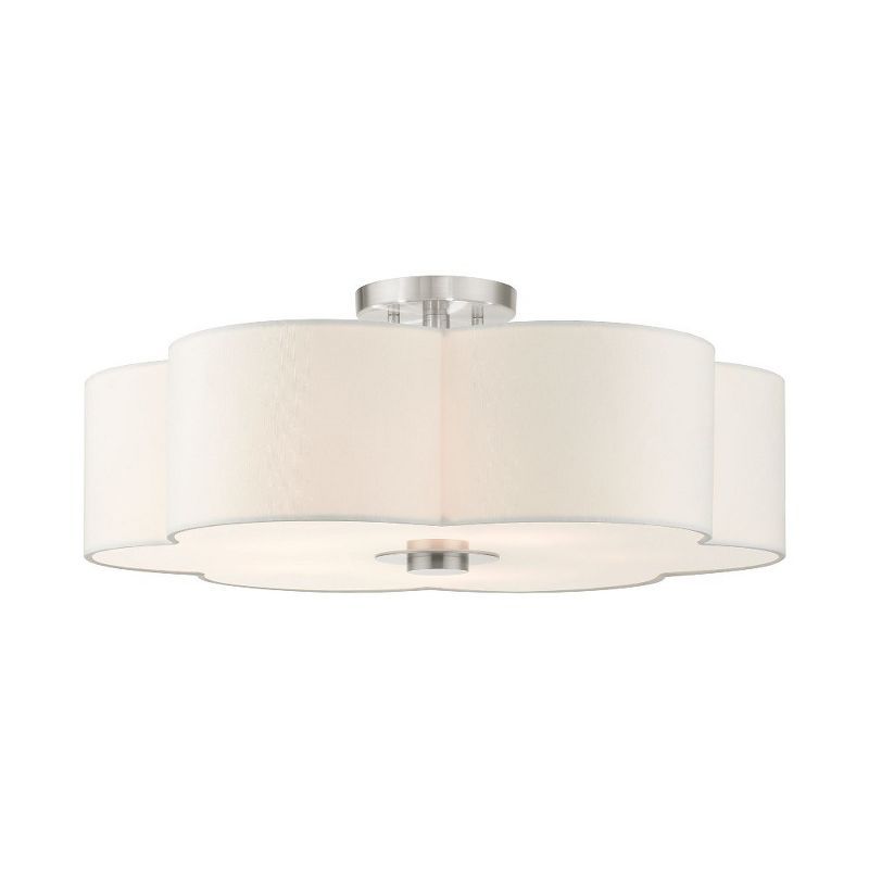 Chelsea 5-Light Brushed Nickel Semi-Flush Mount with Scalloped Shade