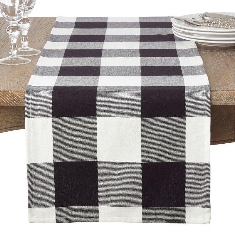 Black and White Cotton Buffalo Plaid Table Runner