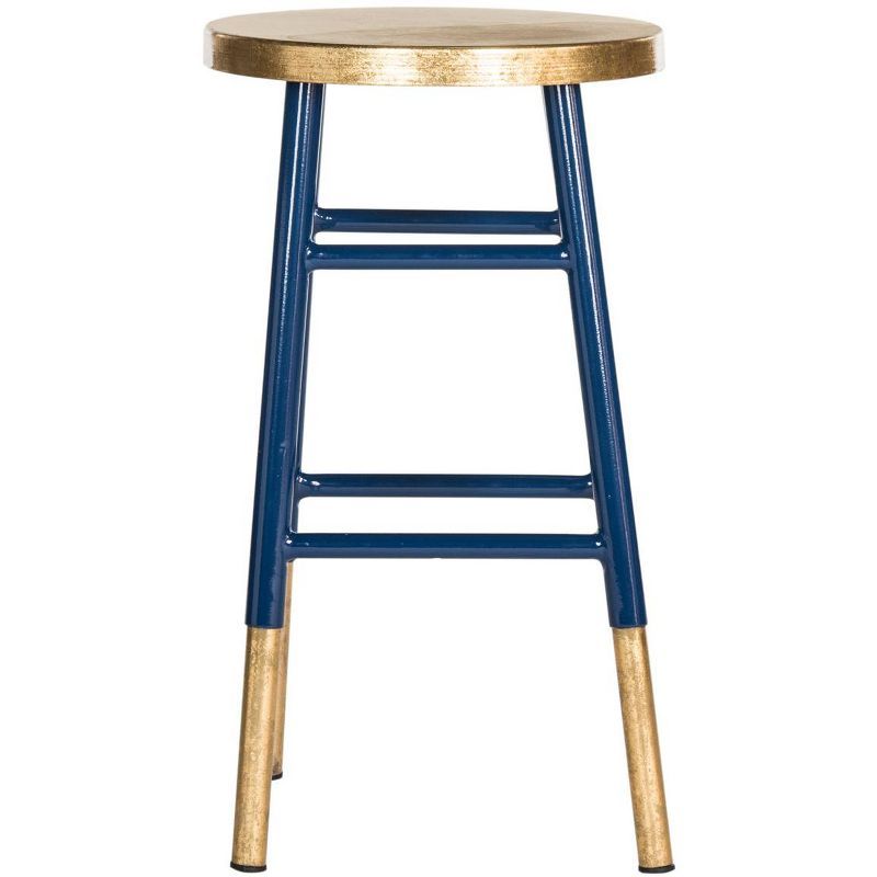 Navy and Gold Backless Metal Counter Stool