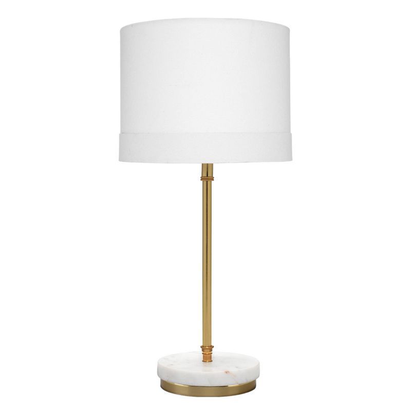 Grace White Marble and Brass Table Lamp with Drum Shade