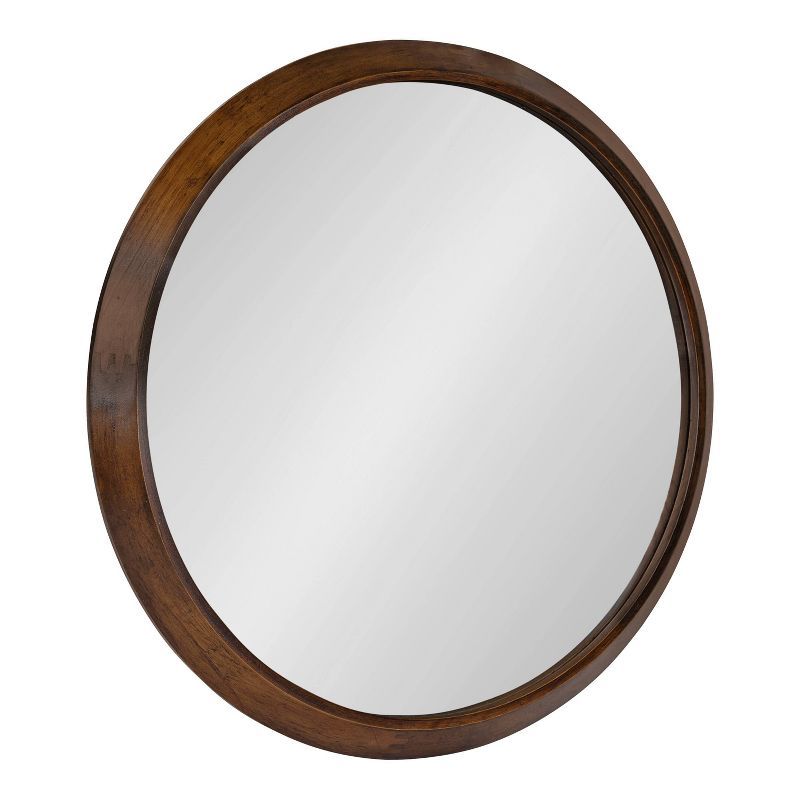 Walnut Brown 27'' Round Wooden Frame Uldrich Wall Mirror